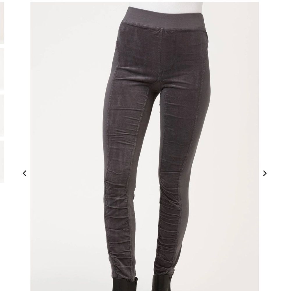 Xcvi Charcoal Soft Corduroy Cotton Stretch Oslo Leggings Nwt Large Pull On